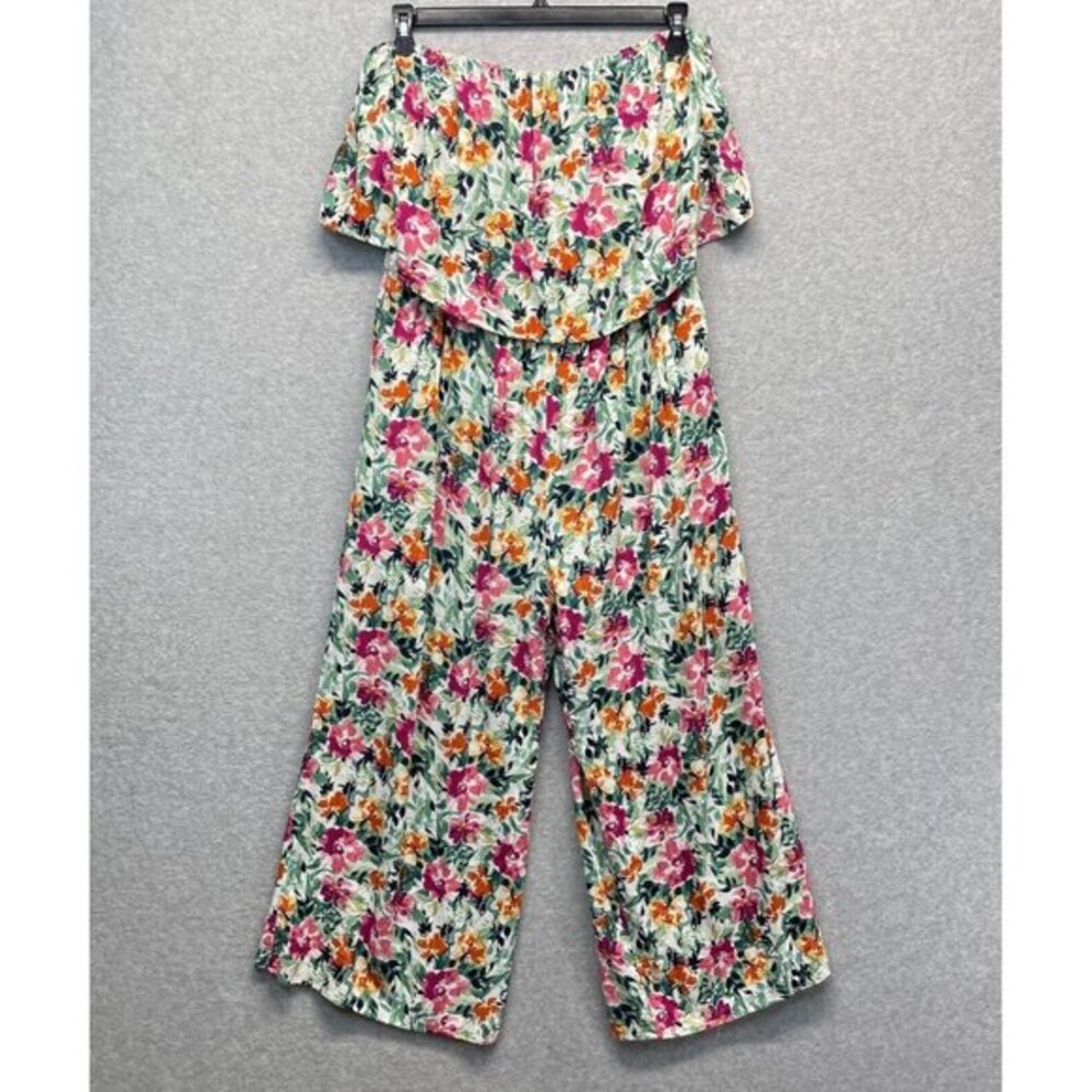 Savanna‎ Jane Life of the Party Jumpsuit Womens 1X Floral Strapless Lightweight